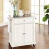 Stainless Steel Top Portable Kitchen Cart/Island, White Finish