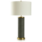 StyleCraft - Dann Foley Table Lamp Graphite Shagreen, Polished Brass Accent Off-White - Brighten your living room or office with this elegant table lamp. The body is a beautiful column comprised of metal, with a leather shroud in a graphite pattern wrapped completely around it.