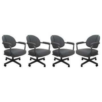 Set of 4, M-70 Swivel Tilt Dining Caster Chairs, Gray Vinyl on Gray Chairs