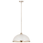 Z-Lite - Landry One Light Pendant, Matte White / Brushed Nickel - Sleek style takes on a modern look in this domed one-light pendant a perfectly versatile way to illuminate a contemporary dining room kitchen or main living area. This pendant reflects myriad motifs including farmhouse urban and industrial and brings simplicity with tasteful aesthetics. Crafted of matte white finish stainless steel its accenting brushed nickel edge trim down rod and canopy deliver a decadent look.