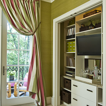 Custom Stained Cherry Wallbed, Media Closet and Wardrobe Closet