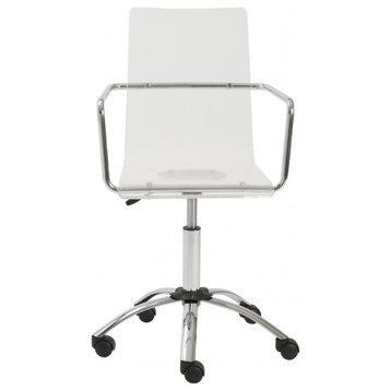 White Swivel Adjustable Task Chair Plastic Back Steel Frame