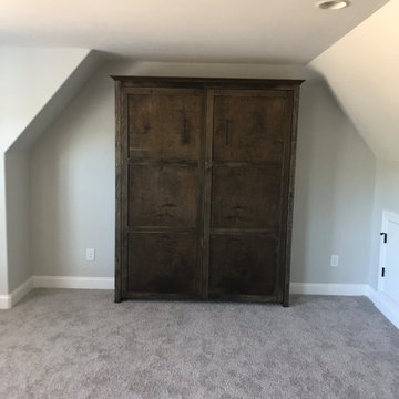Vertical Queen Size Murphy Bed Cabinet with Walnut Stain Finish