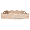 Artifacts Rattan™ Scallop Collection Square Tray With Cutout Handles, White Wash, 20"x20"x4.5"