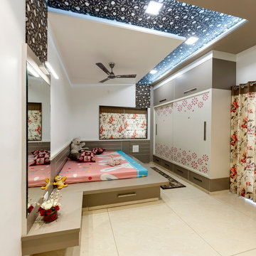 duplex bungalow in a apartment at ground floor was designed by culturals interio