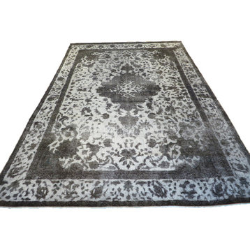 8x11 Hand Knotted Gray & Silver Overdyed Persian Tabrez Oriental Rug