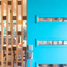 Slatted wooden screen