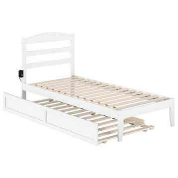 Warren Twin Extra Long Bed With Twin Extra Long Trundle, White