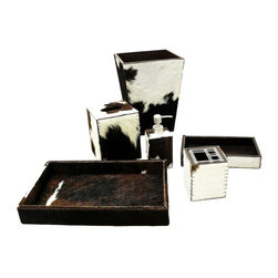 Belle & June - Brown/White Hide Leather Bath Set - Bath Products
