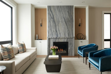 Example of a transitional living room design in Toronto