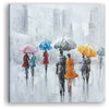 Hand-painted "Umbrellas of Romance I " Oil painting Original wrapped canvas