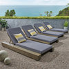 Noble House Broadway Outdoor Acacia Wood Chaise Lounge in Gray (Set of 4)
