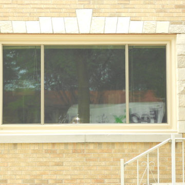 Almond Three-Lite Slider Window Unit