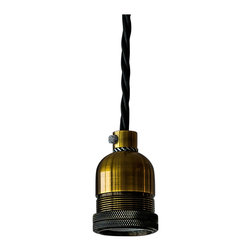 Rusty Remakes AUTHENTIC - Metal Pendant Light With Ceiling Cup, Brass, Black Plastic Ceiling Cup - Takpendlar