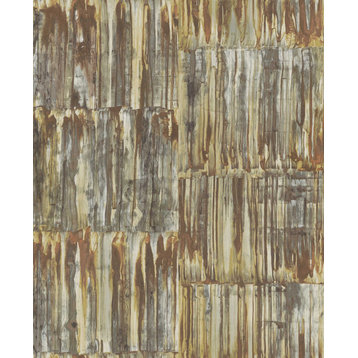2540-24063 Patina Panels Copper Metal Wallpaper Non Woven Modern Style