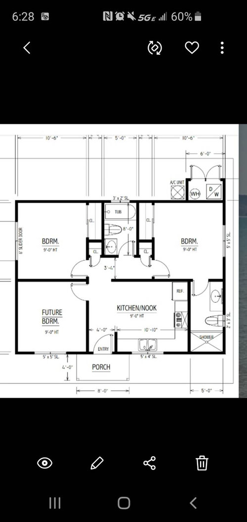 750 to 770 sq ft 3br/2ba floor plan