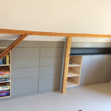 Einbauschrank Dachschräge in Linoleum und Dreischicht-Fichte