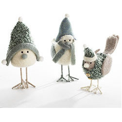 Bundled Up Snowbirds - Set of 3 - New - Holiday Accents And Figurines