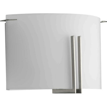 Modern Glass Sconce 2 Light Wall Sconce, Brushed Nickel
