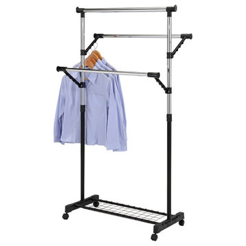 Rossiter Wheeled Hanging Clothing Garment Rack, Adjustable Racks, Shoe Storage