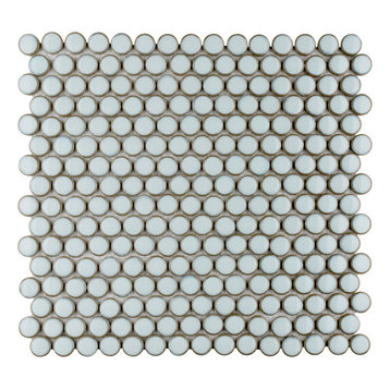 SomerTile Hudson Penny Porcelain Mosaic Floor and Wall Tile, Silk White
