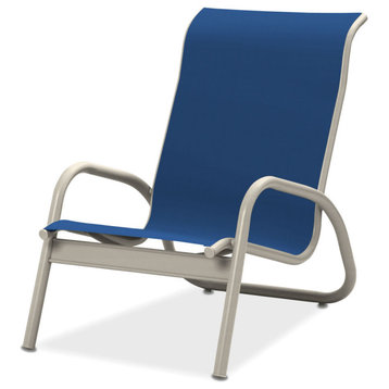Gardenella Sling Stacking Poolside Chair, Textured Warm Gray, Cobalt