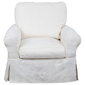 Sunset Trading Horizon Slipcovered Swivel Rocking Chair | Warm White�