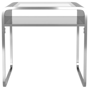 Furniture of America Mexller Contemporary Glass Top End Table in Chrome
