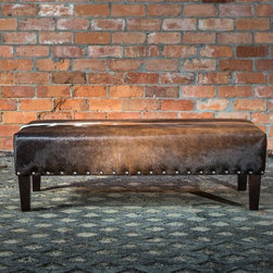 Cowhide Ottoman with Studs - Footstools And Ottomans