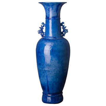 60 in. Tall Blue Ceramic Vase
