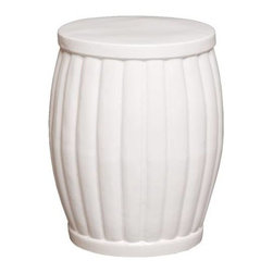 White Fluted Ceramic Garden Stool - Accent And Garden Stools