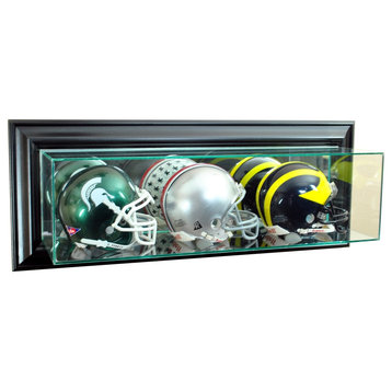 Wall Mounted Triple Mini Football Display Case, Black