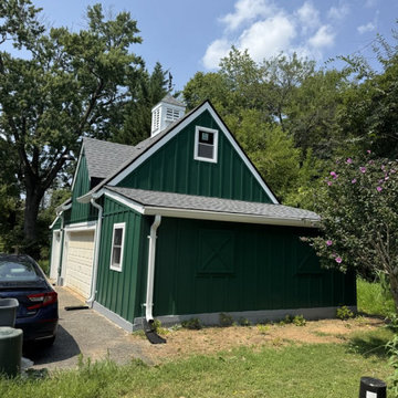 Detached Garage with Green Hardie Board-and-Batten Siding, Silver Spring MD