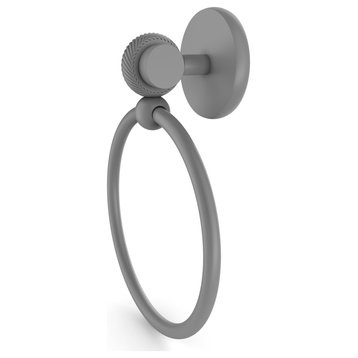 Satellite Orbit Two Towel Ring With Twist Accent, Matte Gray