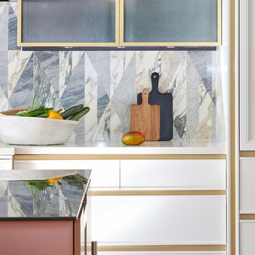 Inlaid marble tiles for kitchen interiors | Rosemary by Stacey Cohen Design