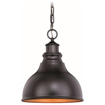 Delano 11" Outdoor Pendant Oil Burnished Bronze and Light Gold