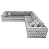 Envy 3-Piece Sectional, Platinum Gray Velvet With Detail and Silver Metal Trim