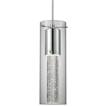 Champagne Single Lamp LED Pendant, Chrome