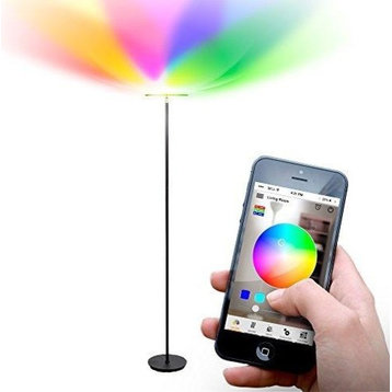 Brightech Sky Colors - Color Changing Torchiere LED Smart Floor Lamp - Black