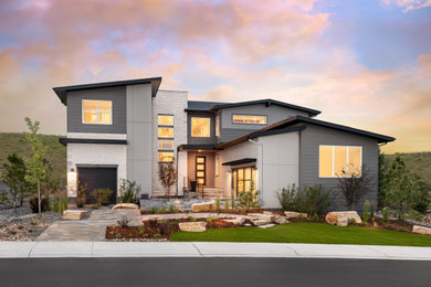 Example of a mid-century modern exterior home design in Denver