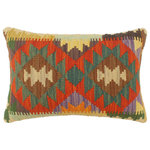 Bareens Designer Rugs - Turkish Tribal Anthony Hand Woven Kilim Pillow - Embellish your home with this timeless casual chic handmade Southwestern Kilim throw pillow covers made with wool and cotton. Constructed on a loom by Nomad Turkman people with hand spun wool and Natural Vegetable dyes these beautiful Kilim pillow covers are known for their beautiful repetitive geometrical, naturalistic floral and traditional patterns yet still giving it a moden look. Masterfully artisan-crafted on traditional Kilim looms with a contemporary fashion palette producing bold intricate sharp patterns making them a standout piece in any decor.