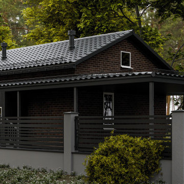 Modern Brick House in a Forest Setting