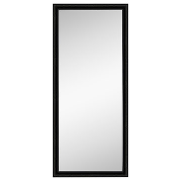 Corded Black Non-Beveled Full Length Floor Leaner Mirror - 28 x 64 in.