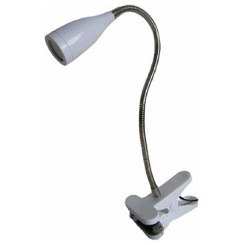 Limelights Flexible Gooseneck LED Clip Light Desk Lamp, White