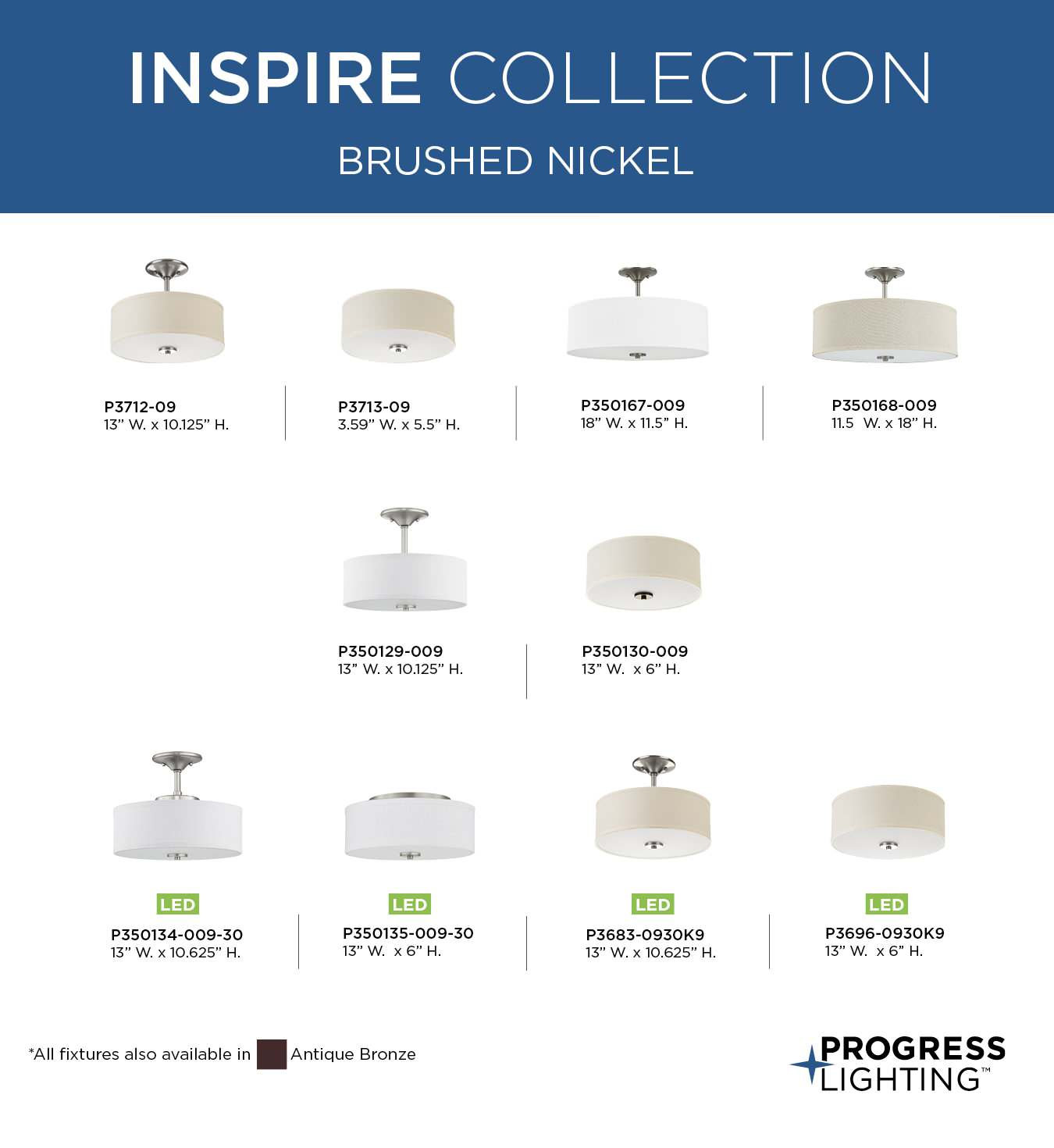 Inspire 2-Light Flush Mount, Brushed Nickel
