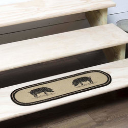 April & Olive - Sawyer Mill Charcoal Pig Jute Stair Tread Oval Latex 8.5X27 - Stair Tread Rugs