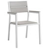 Maine Dining Armchairs, Outdoor Aluminum, Set of 2, White/Light Gray