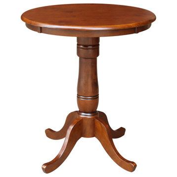 Round Top Pedestal Table, Espresso, 30" Round