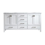 Gela Double Vanity Without Mirror, White, 72"