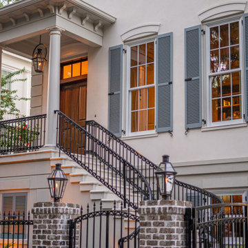 Traditional Entry in Savannah featuring Bevolo Lanterns
